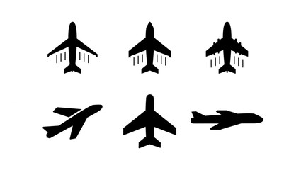 set of plane icon in black color