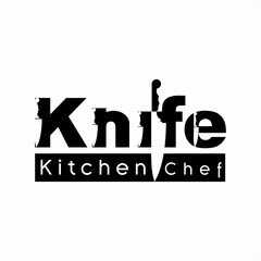 Knife word illustration logo design with negative space.