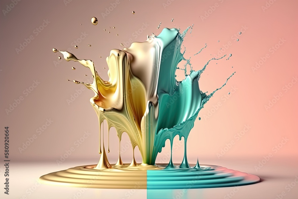 Poster abstract colorful water color splashes. creative concept. generative ai
