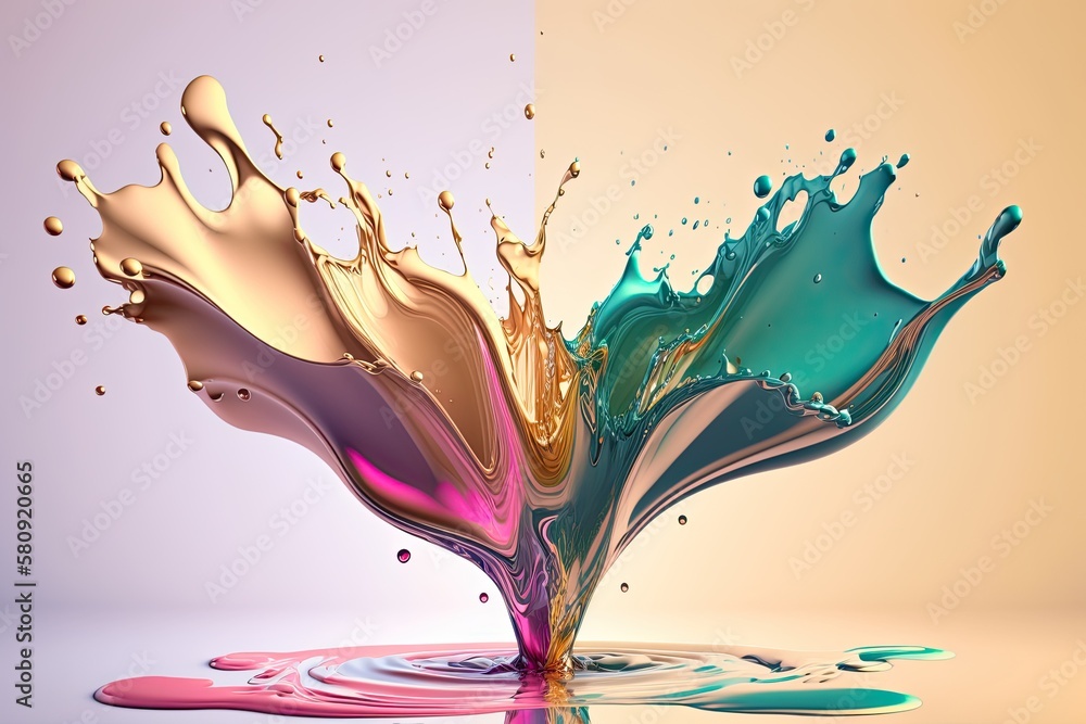 Poster abstract colorful water color splashes. creative concept. generative ai