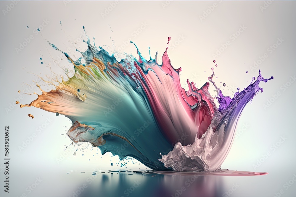 Poster abstract colorful water color splashes. creative concept. generative ai