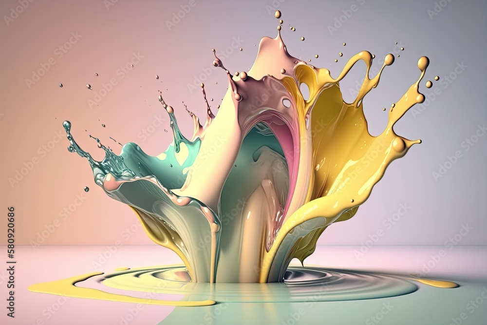 Poster abstract colorful water color splashes. creative concept. generative ai