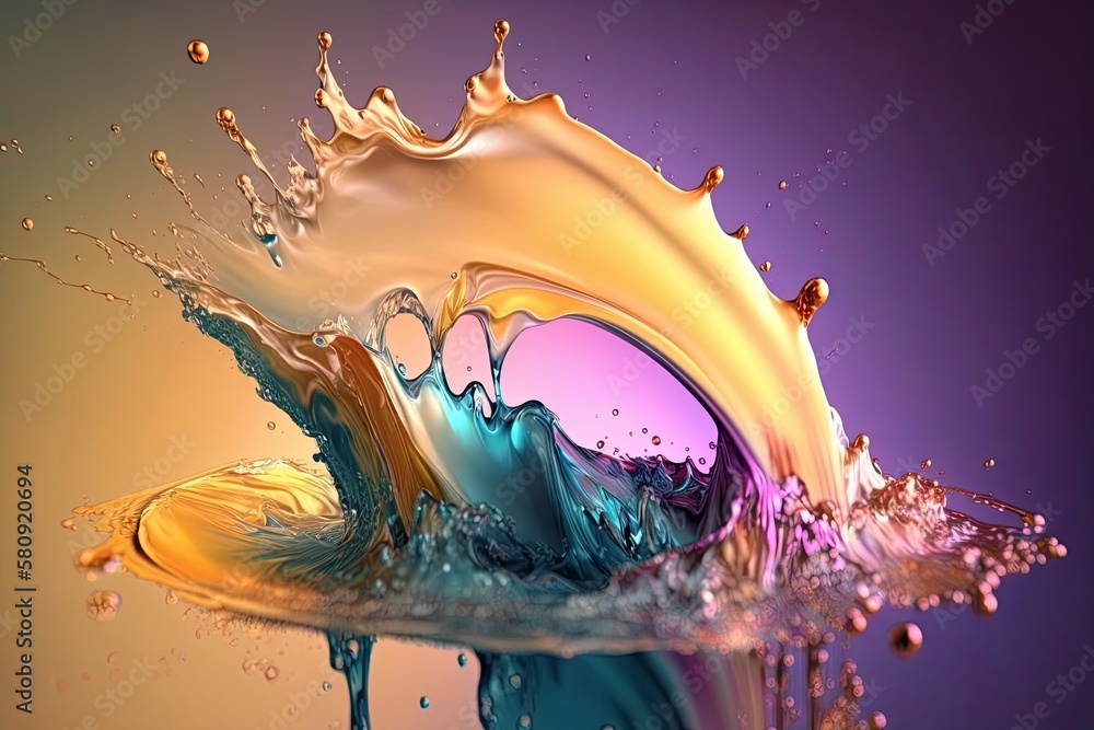 Poster abstract colorful water color splashes. creative concept. generative ai