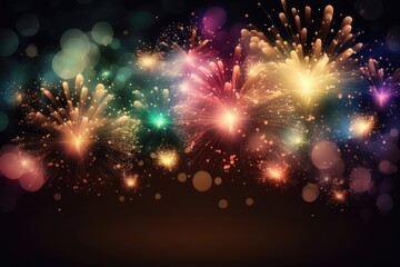 Fototapeta premium Christmas and New Year's season abstract background with fireworks. Stunning fireworks were used to celebrate the holiday. Generative AI