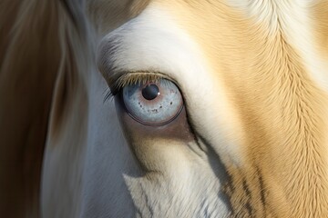 Close up of a blonde d'Aquitaine cow's eye. Generative AI