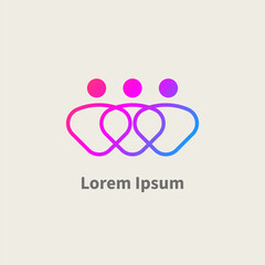 Three abstract people geometric logo