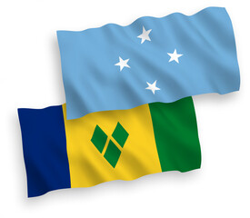 Flags of Saint Vincent and the Grenadines and Federated States of Micronesia on a white background