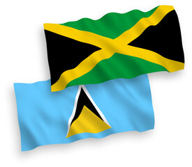 Flags of Saint Lucia and Jamaica on a white background
