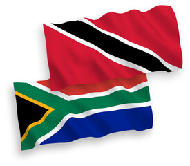 Flags of Republic of Trinidad and Tobago and Republic of South Africa on a white background