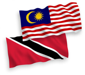 Flags of Republic of Trinidad and Tobago and Malaysia on a white background