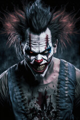 Horror Clown The Terror of the Horror Clown, A Nightmarish Performance AI-Generated