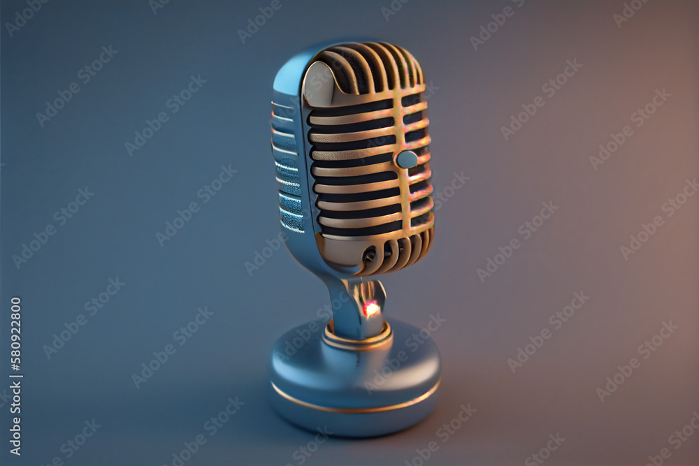 Aufkleber microphone on chrome stand in performance space ,generative ai