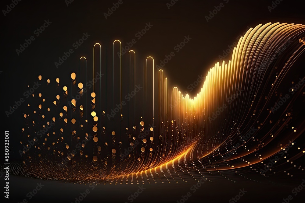 Aufkleber abstract blue or gold dot moving and growing connecting neural network. technology background. digit