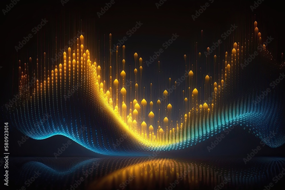 Aufkleber abstract blue or gold dot moving and growing connecting neural network. technology background. digit