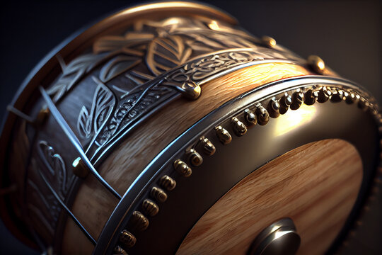 Close up metal and wooden percution instrument ,generative AI