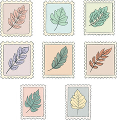 Fototapeta na wymiar Leaf Postcard Stamp