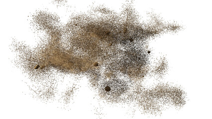 flying debris and dust, isolated on transparent background