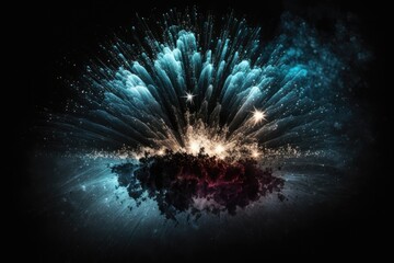 Fototapeta premium Fireworks in Freeze Motion Over a Dark Background. Generative AI