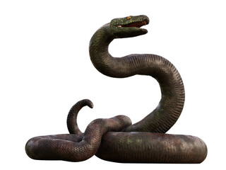 Titanoboa, giantic prehistoric snake, isolated on transparent background