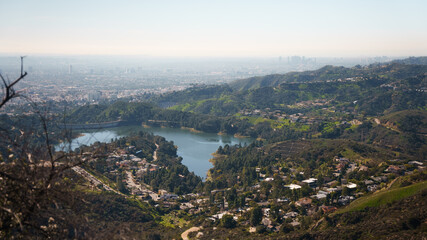 California hills and pond