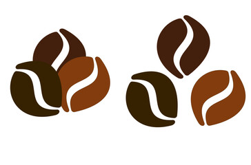 coffee bean vector icon in shades of brown. Illustrator 10