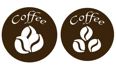 vector icon. Logo for coffee or coffee shop. Coffee bean on brown background