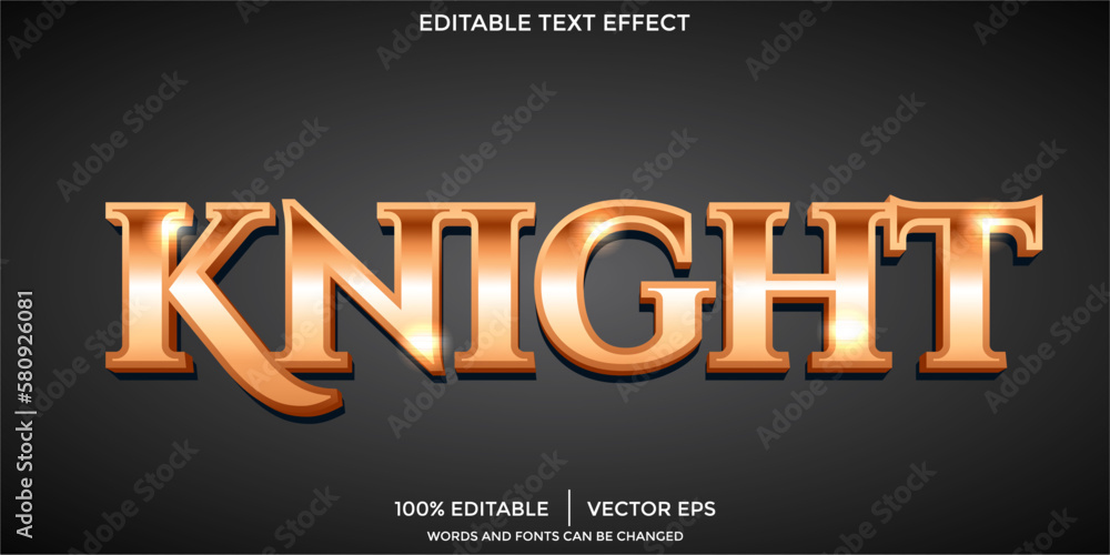 Poster vector editable text effect knight 3d sword and battle font style