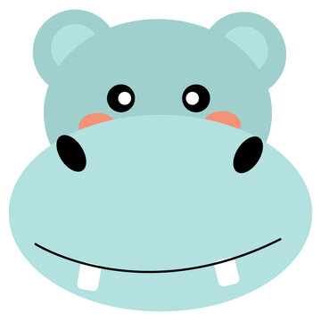 Cute hippo cartoon  animals isolated png image illustration for kid