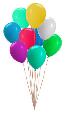 Flying Realistic Glossy Colorful Balloons isolated. PNG transparency