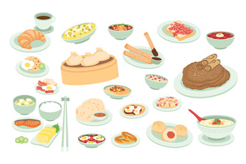 Set of Breakfast Food Cute Hand Drawn Illustration