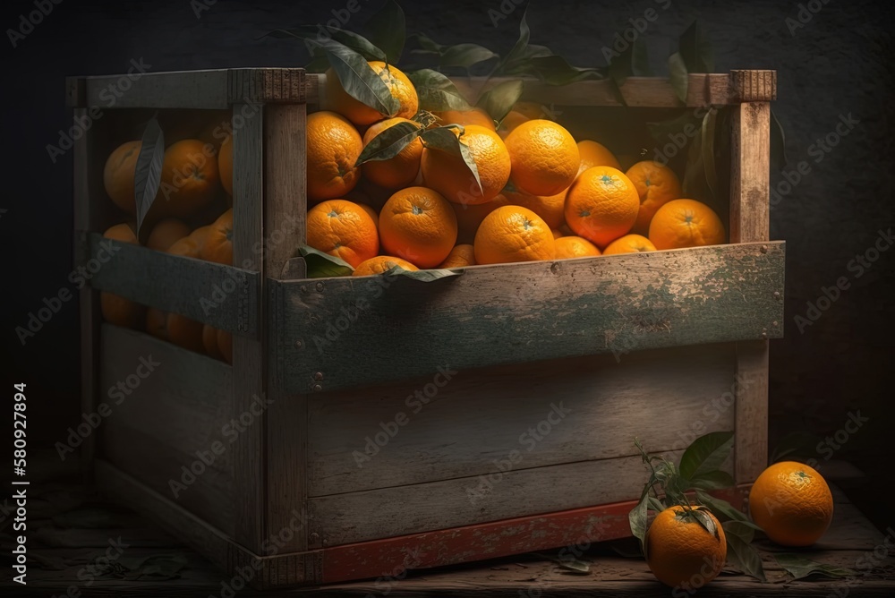 Poster caseload of juicy oranges generative ai