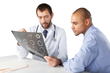 Doctors team talking expertise in hospital with mri scans