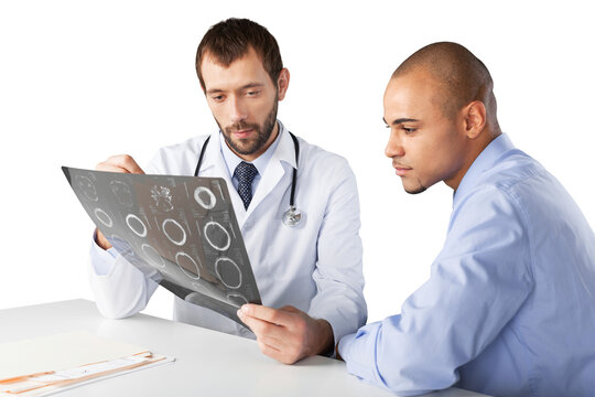 Doctors team talking expertise in hospital with mri scans