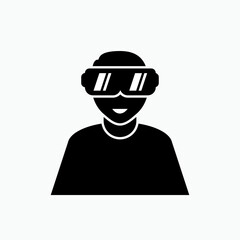 Virtual Reality Icon. 360 Degree View, Virtual Reality Helmet - Panorama  Illustration As A Simple Vector Sign & Trendy Symbol for Design and Websites, Presentation or Mobile Application.   