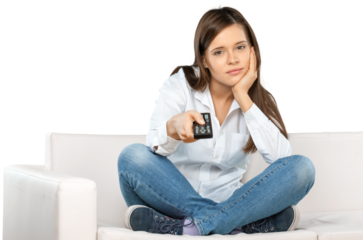 Bored Woman Using Remote Control
