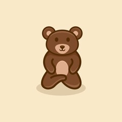 Cute Sit Bear Logo Design