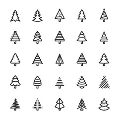 Obraz premium Icon set - Christmas tree line icon