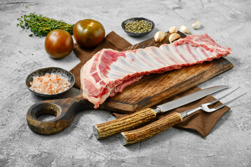 Raw lamb breast and flap