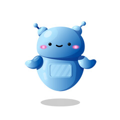 Naklejka premium Cute vector character. Blue futuristic robot. Assistant for communication. Artificial intelligence technology bot