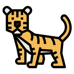 tiger filled outline icon style