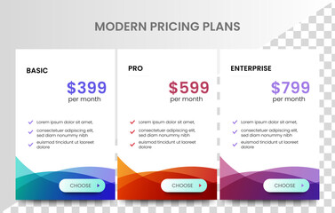 Fototapeta premium Collection of pricing plans for websites and applications. Hosting table banner. Vector illustration