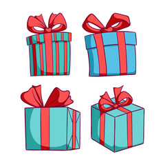 set of gift box drawing on white background