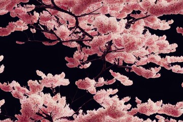 Cherry Blossoms Full Bloom Spring Seamless Texture Pattern Tiled Repeatable Tessellation Background Image	