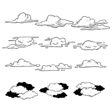 set of cute hand drawing clouds