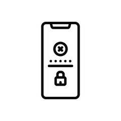 Black line icon for incorrect