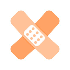 Brown adhesive plaster bandage elastic medical tape drawing doodle icon flat vector design.