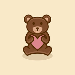 Cute Love Bear Logo Design