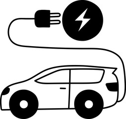 Electric vehicle icon design elements for decoration.