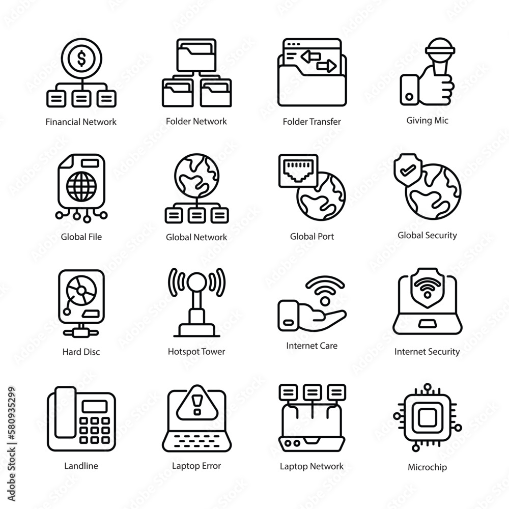 Poster network and communication vector outline icon design illustration. network and communication symbol 