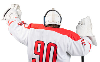 Back View of Ice Hockey Goaltender, Isolated